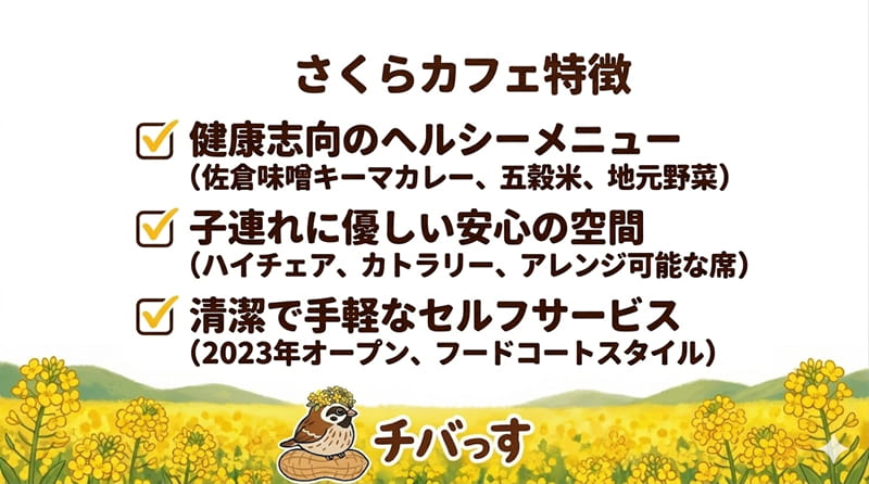 千葉県佐倉市「さくらカフェ」の特徴をまとめた画像