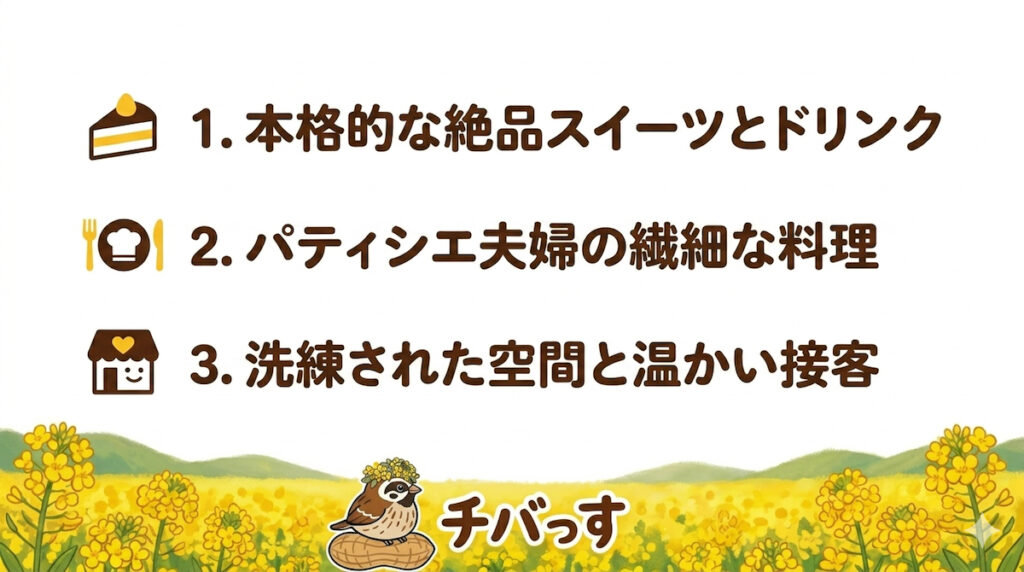 千葉県佐倉市のスイーツ「パティシエカフェ ポポラス / pâtissier café Popolas」の特徴をまとめた画像