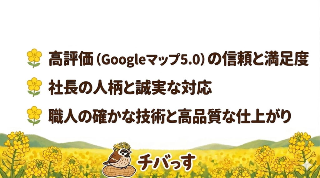 千葉県佐倉市の外壁塗装「YIK合同会社 (ペンキングHOME'S)」の特徴をまとめた画像
