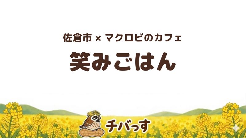 佐倉市臼井田のカフェ「笑みごはん」の口コミ・評判記事のアイキャッチ。マクロビのプレートが名物