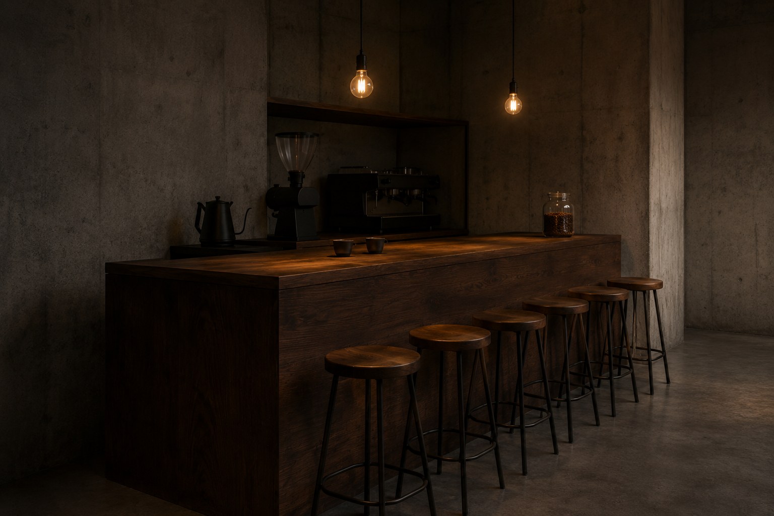 見本の架空の店 café shuman のカウンター席